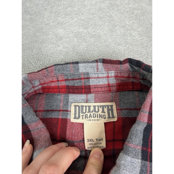 Duluth Trading Long Sleeve Flannel Shirt Men's Size 3XLT Red - Picture 4 of 8